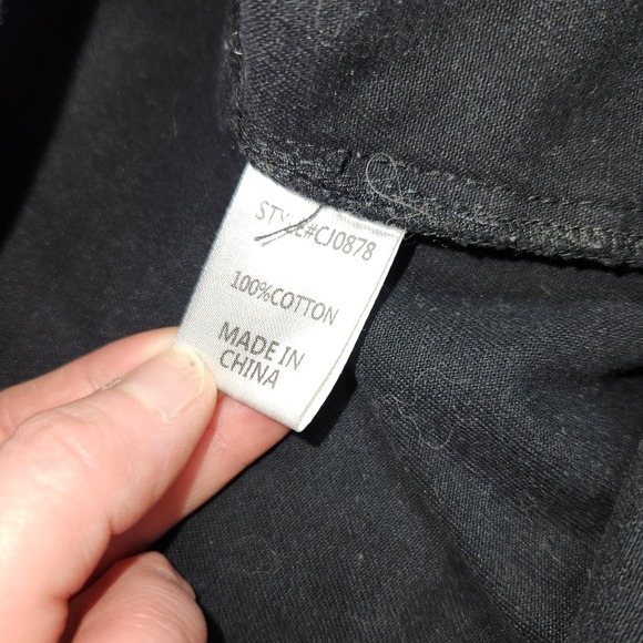 Western Black Button Up Long Sleeve RawHem Rhinestone Fringe Nashville Cezele S - Picture 8 of 9